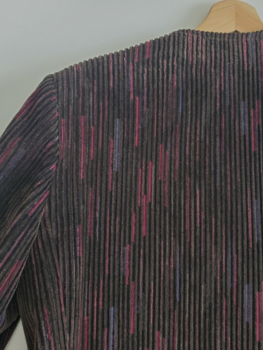Vintage 60s Large Cord Suit Jacket Brian Tucker Dublin Black Coat Pink Stripes - Picture 2 of 16